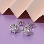 D'Joy Moissanite Solitaire Stud Push Post Earring in Rhodium Overlay Sterling Silver 1.54 Ct.