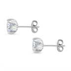 D'Joy Moissanite Solitaire Stud Push Post Earring in Rhodium Overlay Sterling Silver 1.54 Ct.