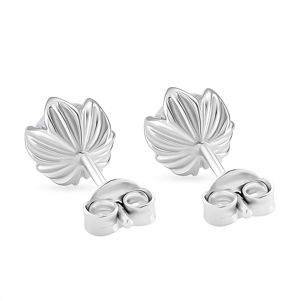 D'Joy Moissanite Solitaire Stud Push Post Earring in Rhodium Overlay Sterling Silver 1.54 Ct.