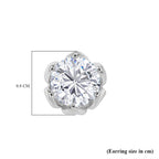 D'Joy Moissanite Solitaire Stud Push Post Earring in Rhodium Overlay Sterling Silver 1.54 Ct.