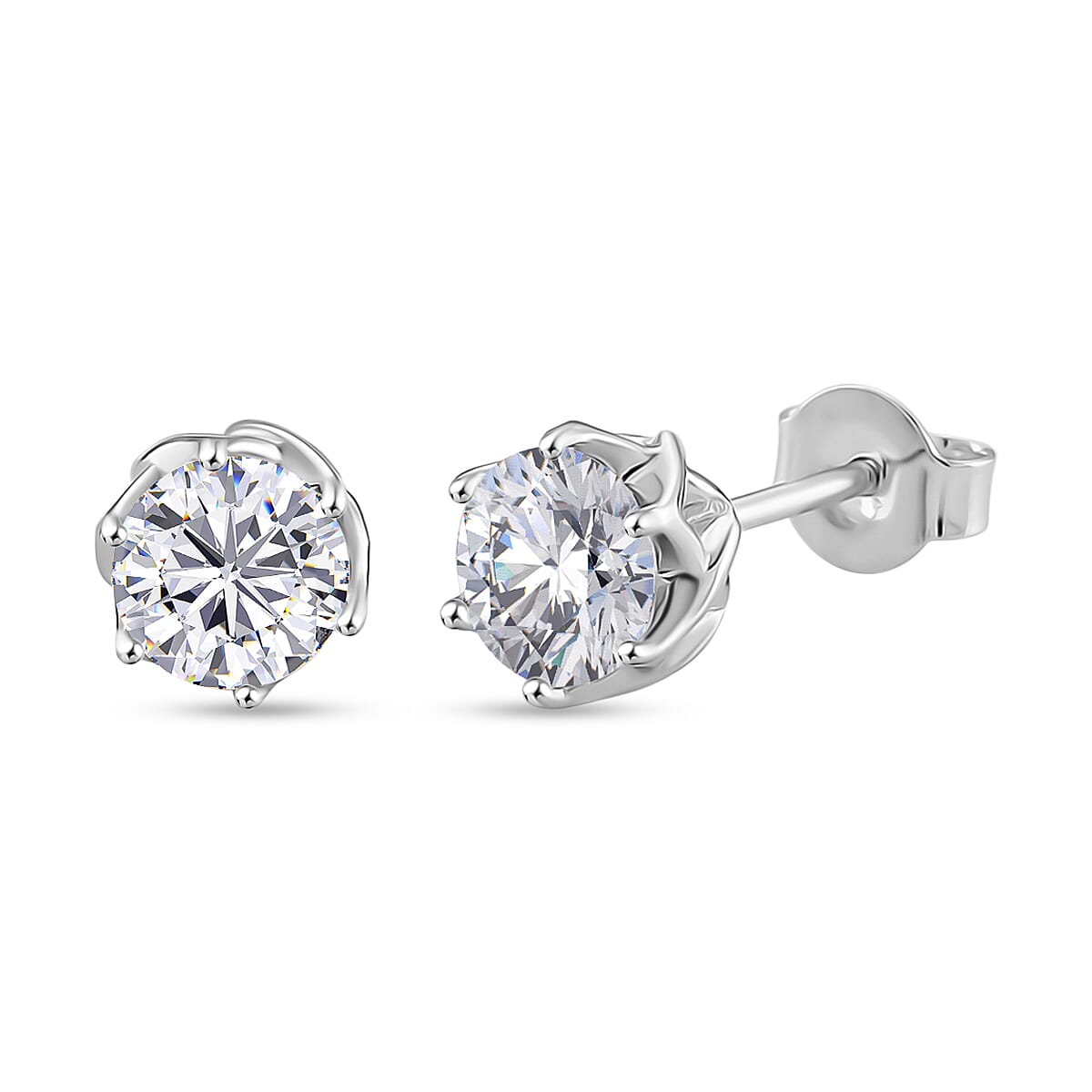 1.5 Ct. Moissanite Solitaire;Stud earring in Rhodium Sterling Silver 8266070 0