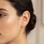 D'Joy Moissanite Solitaire Stud Push Post Earring in Rhodium Overlay Sterling Silver 1.54 Ct.