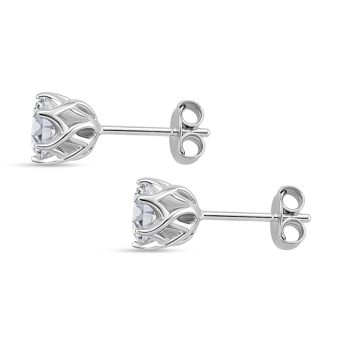 1.5 Ct. Moissanite Solitaire;Stud earring in Rhodium Sterling Silver 8266070 3