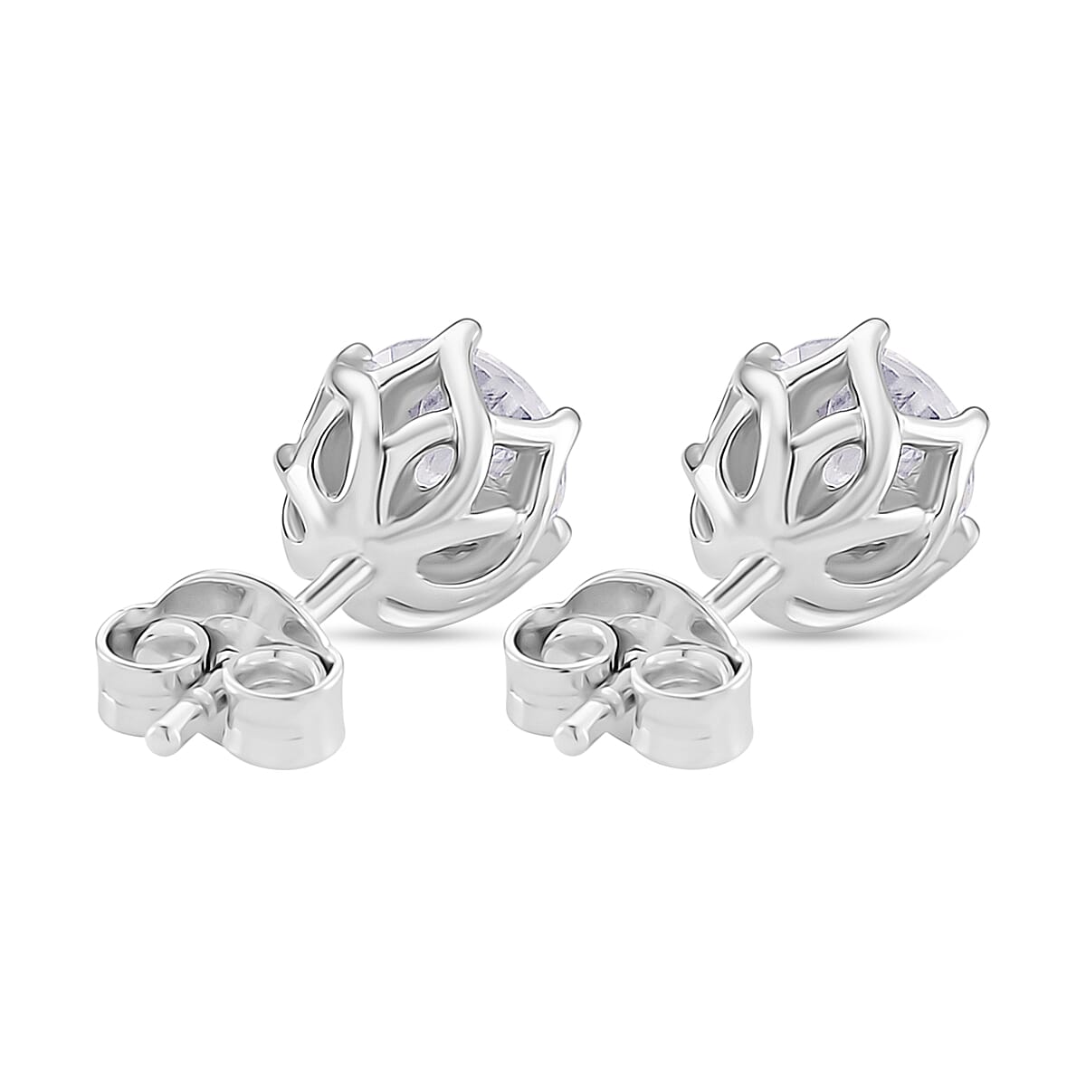 1.5 Ct. Moissanite Solitaire;Stud earring in Rhodium Sterling Silver 8266070 4