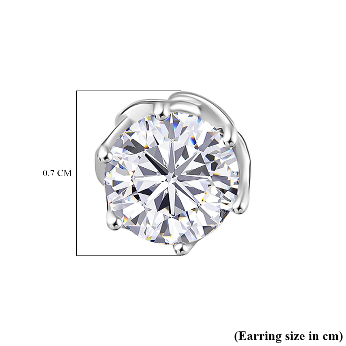 1.5 Ct. Moissanite Solitaire;Stud earring in Rhodium Sterling Silver 8266070 5
