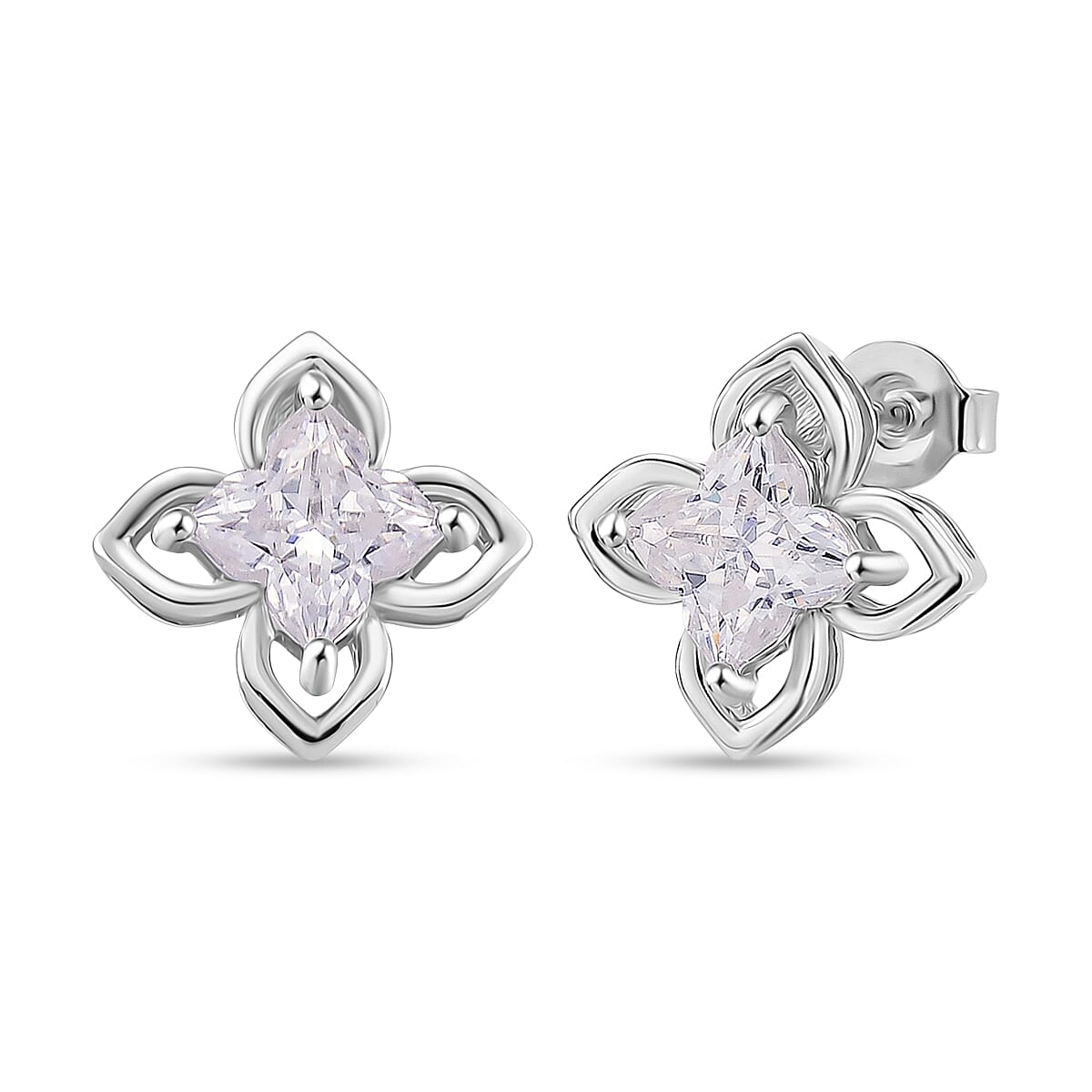 3 Ct. Moissanite Solitaire earring in Rhodium Sterling Silver 8274350 0