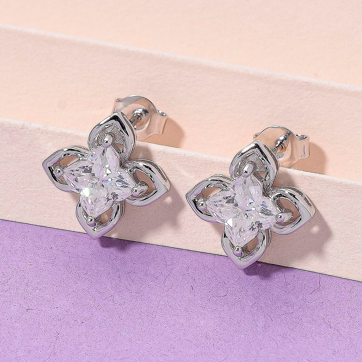 3 Ct. Moissanite Solitaire earring in Rhodium Sterling Silver 8274350 2