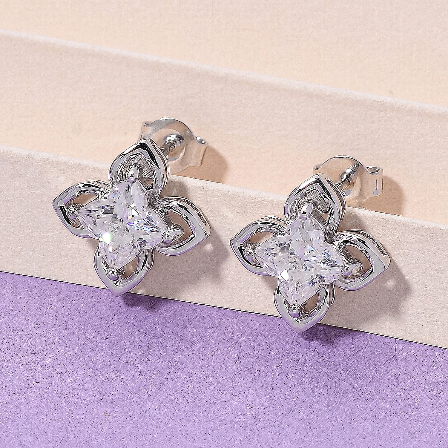 3 Ct. Moissanite Solitaire earring in Rhodium Sterling Silver 8274350 2