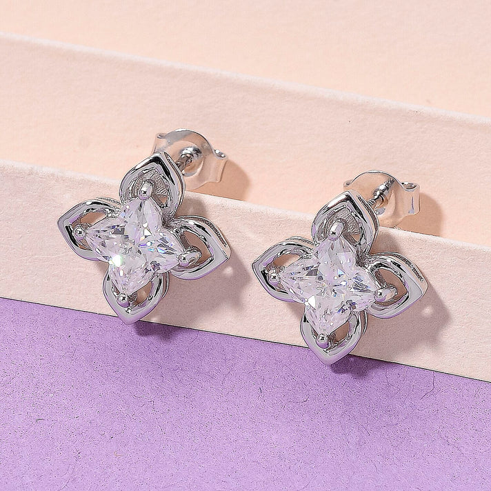 3 Ct. Moissanite Solitaire earring in Rhodium Sterling Silver 8274350 2