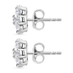 D'Joy Moissanite Solitaire Stud Push Post Earring in Rhodium Overlay Sterling Silver 1.90 Ct.