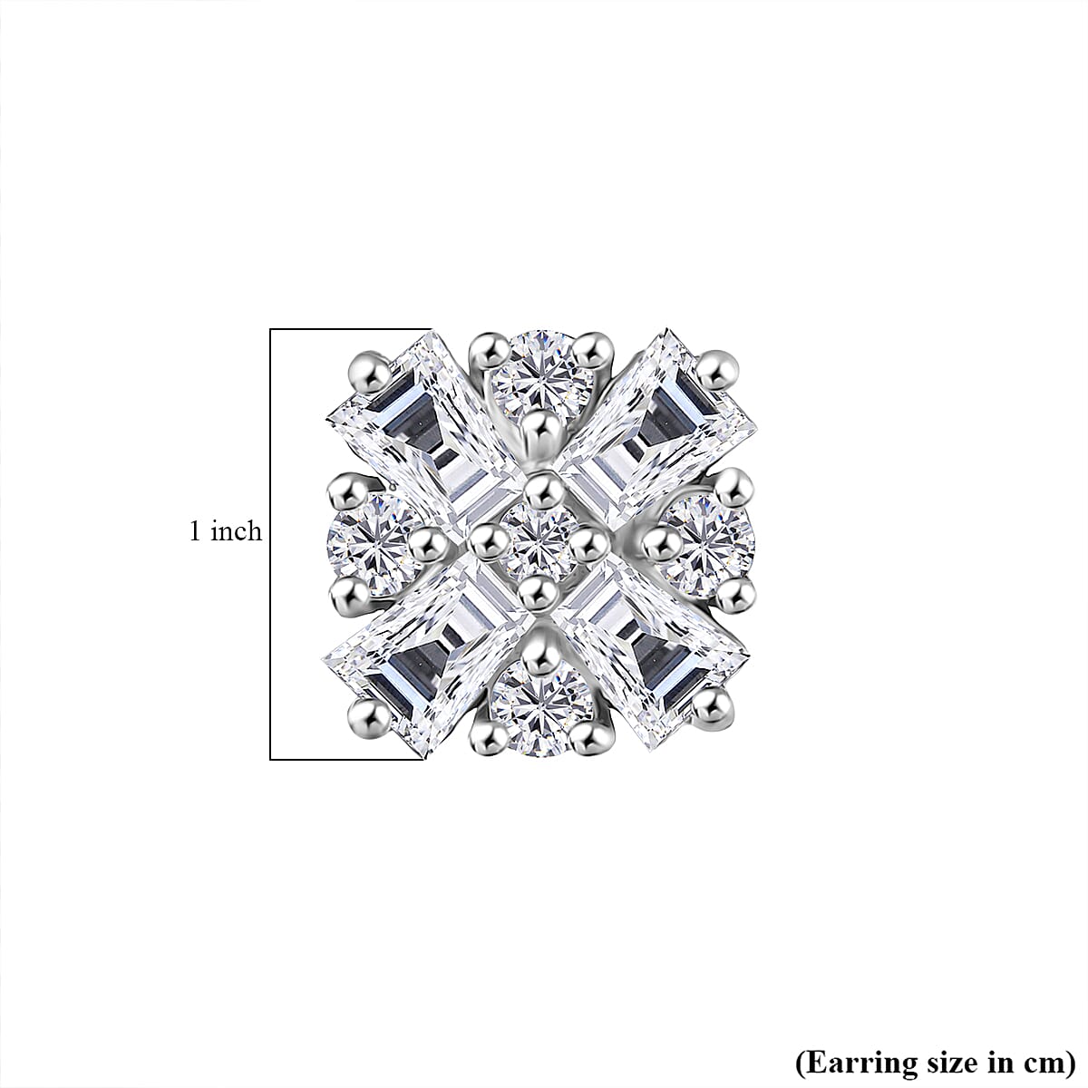 D'Joy 1.90 Ct. Moissanite Cluster Push Post Earring in Rhodium Overlay Sterling Silver 8269870 5
