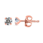D'Joy Moissanite Solitaire Stud Push Post Earring in Rose Gold Plated Sterling Silver