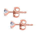 D'Joy Moissanite Solitaire Stud Push Post Earring in Rose Gold Plated Sterling Silver
