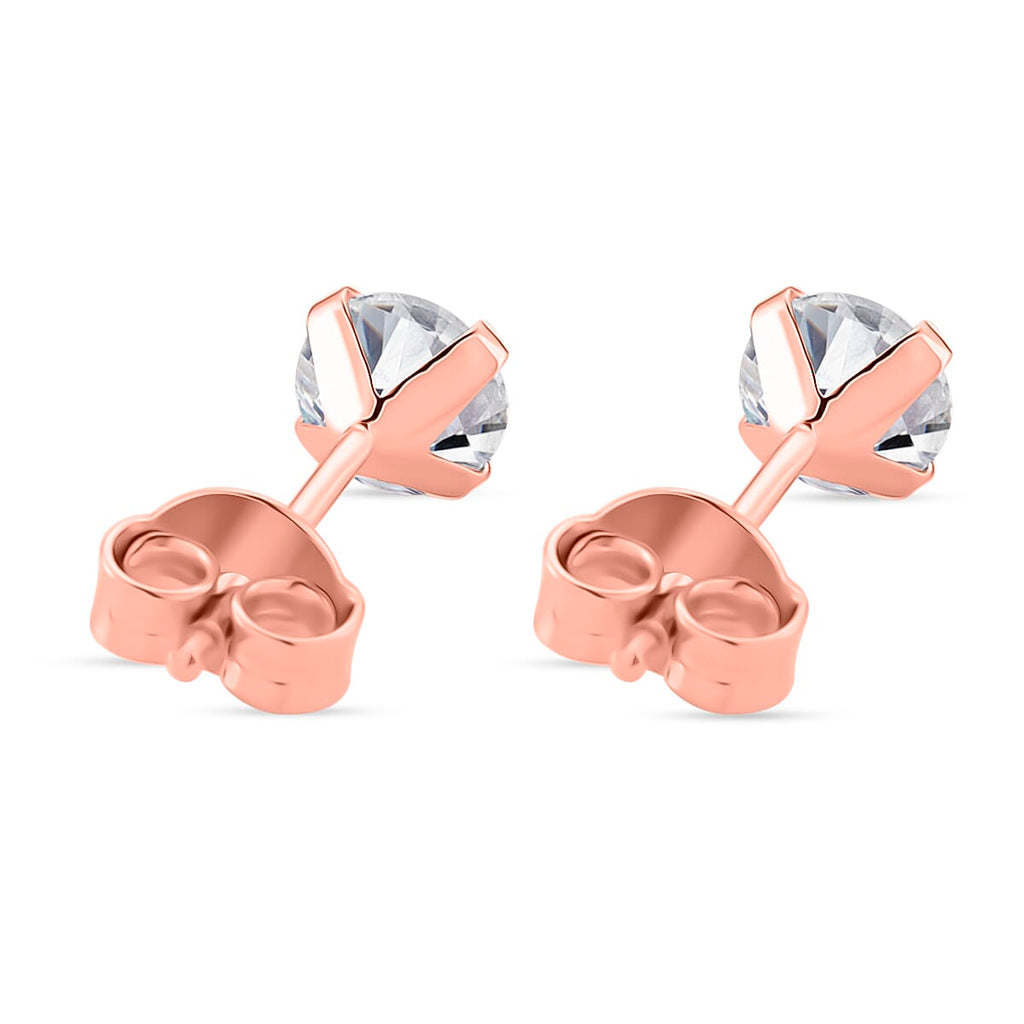 D'Joy Moissanite Solitaire Stud Push Post Earring in Rose Gold Plated Sterling Silver
