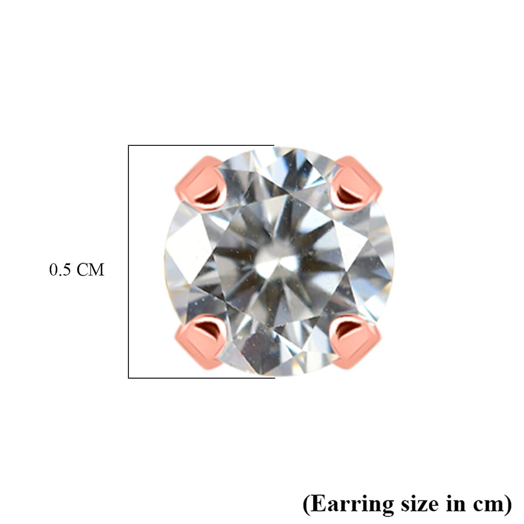 D'Joy Moissanite Solitaire Stud Push Post Earring in Rose Gold Plated Sterling Silver