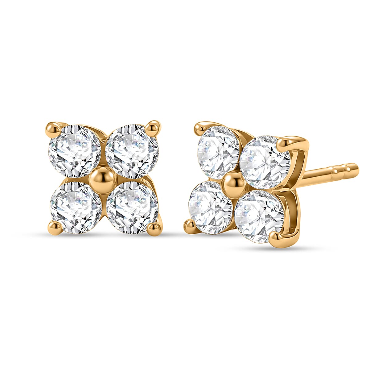 D'Joy - Moissanite Floral Push Post Earring in Yellow Gold Plated Sterling Silver V32580013 0