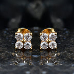 D'Joy - Moissanite Floral Push Post Earring in Yellow Gold Plated Sterling Silver