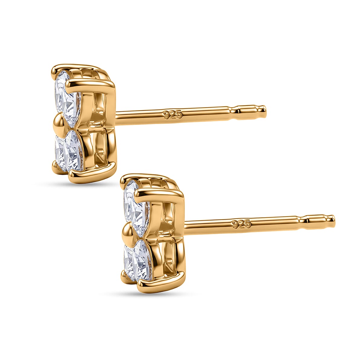 D'Joy - Moissanite Floral Push Post Earring in Yellow Gold Plated Sterling Silver V32580013 4