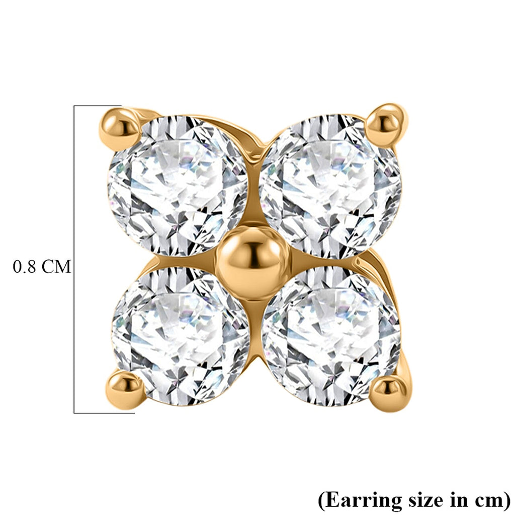 D'Joy - Moissanite Floral Push Post Earring in Yellow Gold Plated Sterling Silver