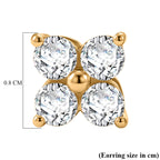 D'Joy - Moissanite Floral Push Post Earring in Yellow Gold Plated Sterling Silver