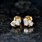 D'Joy - Moissanite Toi-et-Moi Push Post Earring in Yellow Gold Plated Sterling Silver