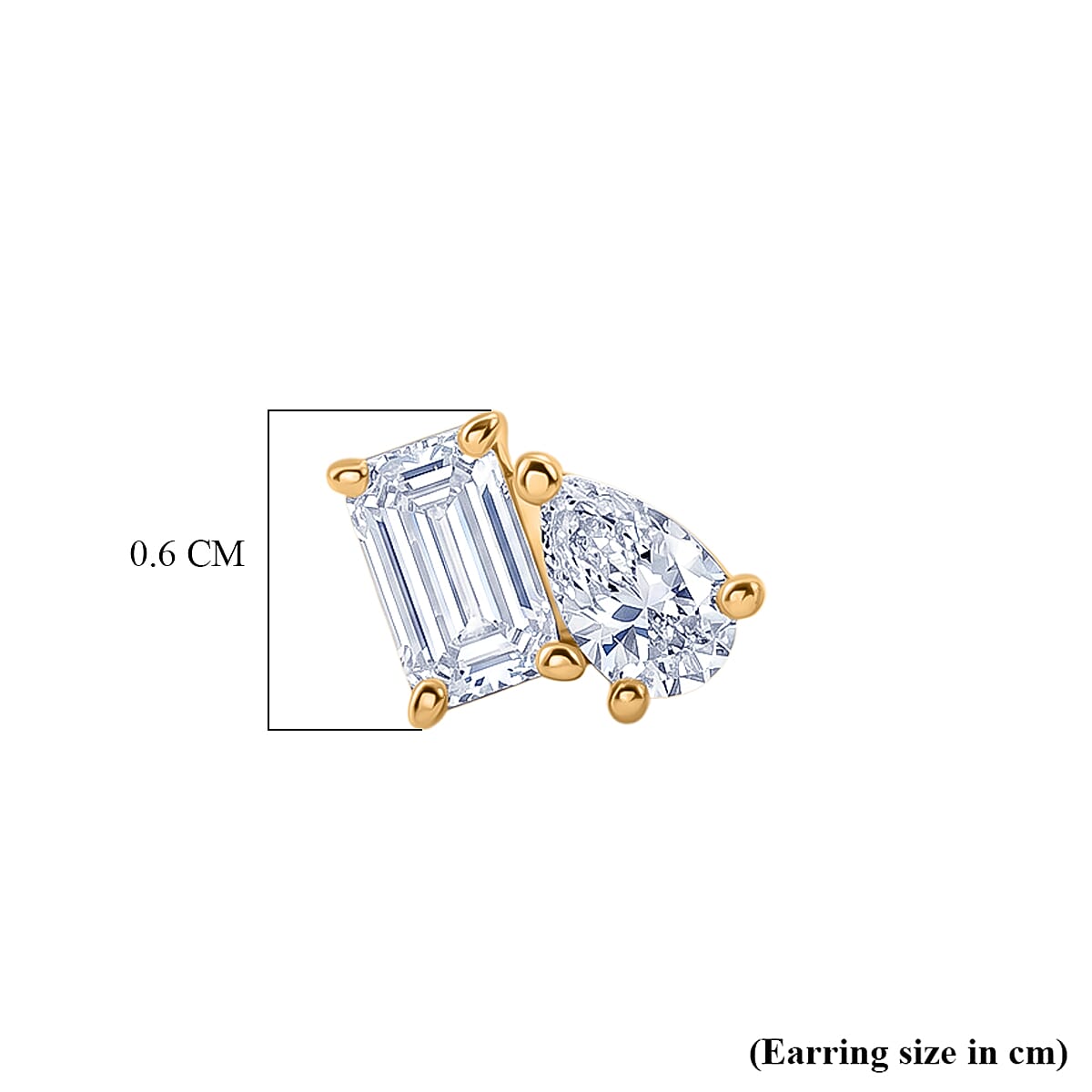 D'Joy - Moissanite Toi-et-Moi Push Post Earring in Yellow Gold Plated Sterling Silver 8561778 5