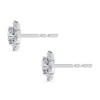 D'Joy Moissanite & White Zircon Cluster Earring with Push Back in Rhodium Overlay Sterling Silver 1.12 Ct.