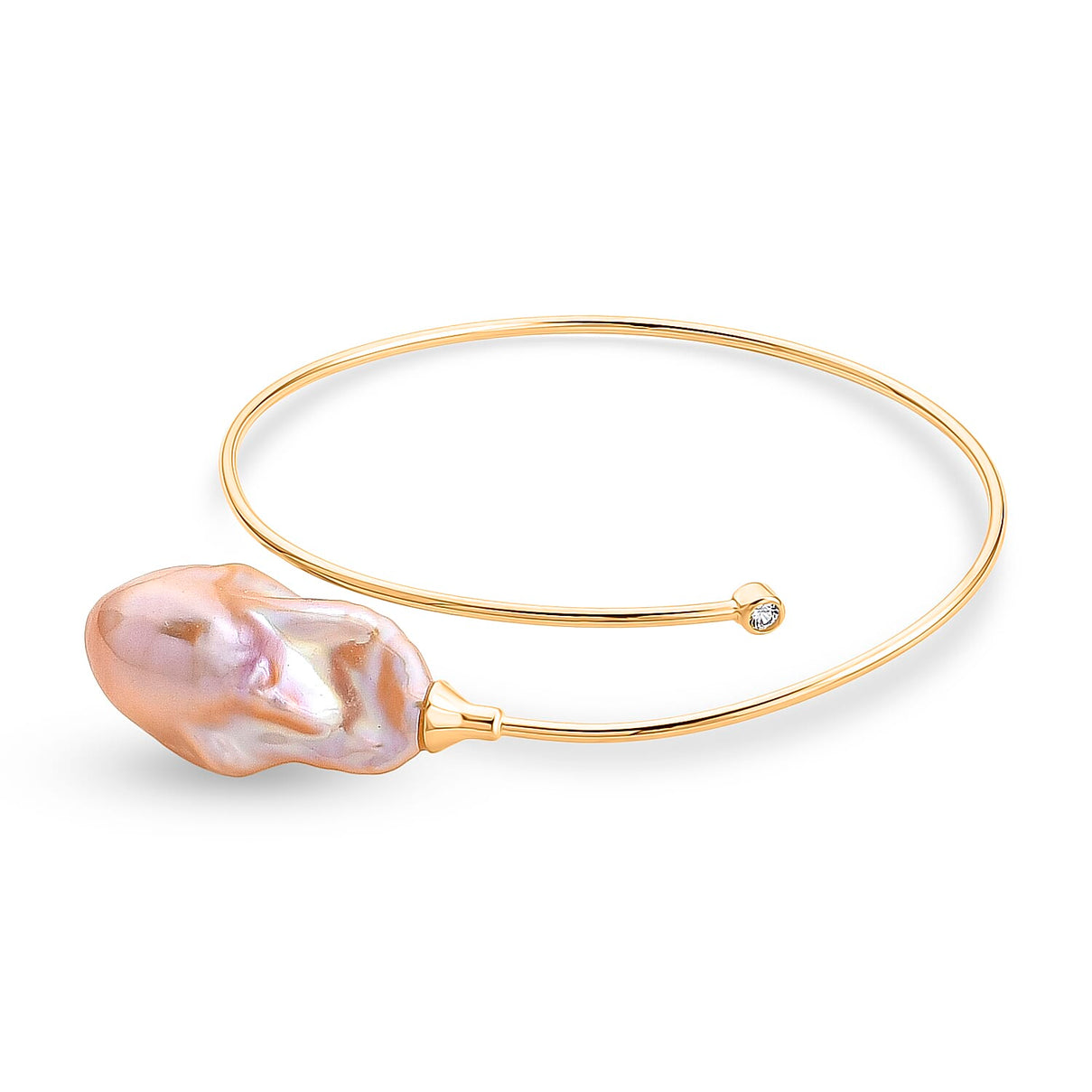 Designer Inspired-  AAA Baroque Pearl Bangle (Size - 7 to 9) in Gold Overlay Sterling Silver. 8415271 0