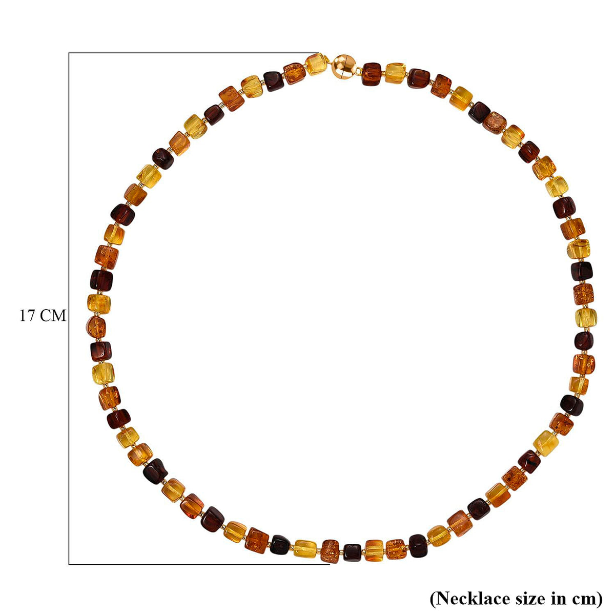D'Joy Multi Colour Amber Beads Necklace (Size - 20) with Magnetic Lock in Yellow Gold Plated Sterling Silver 70.00 Ct. 8329699 7