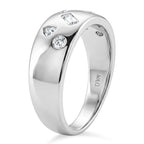 D'Joy Multi Cut Moissanite Wide Band Ring in Rhodium Overlay Sterling Silver