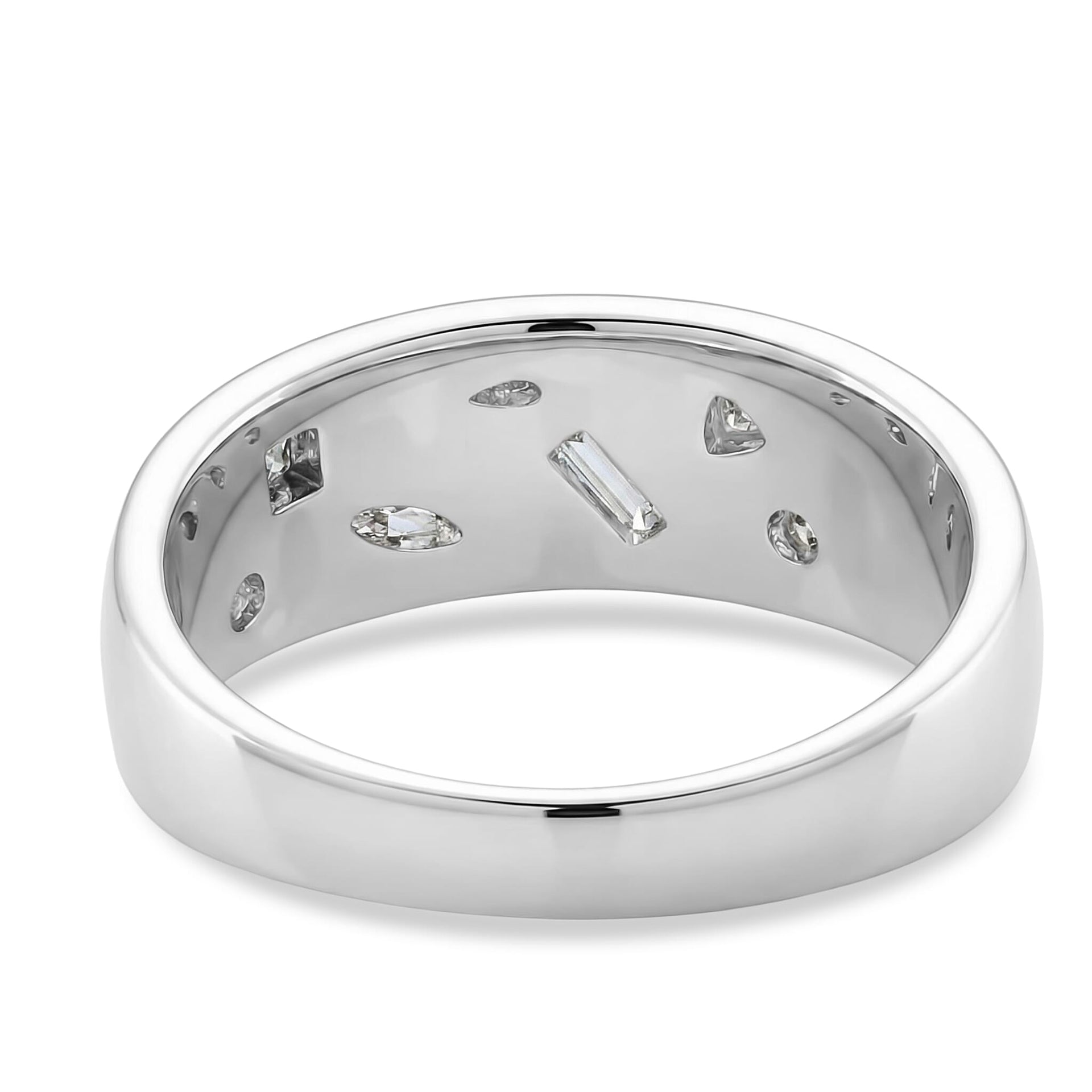 D'Joy Multi Cut Moissanite Wide Band Ring in Rhodium Overlay Sterling Silver 8375117 5