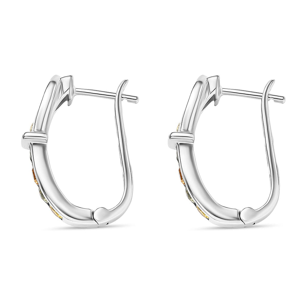 D'joy Multi Sapphire Earring with Hoop in Rhodium Overlay Sterling Silver 1.40 Ct, Silver Wt. 5.39 Gms.