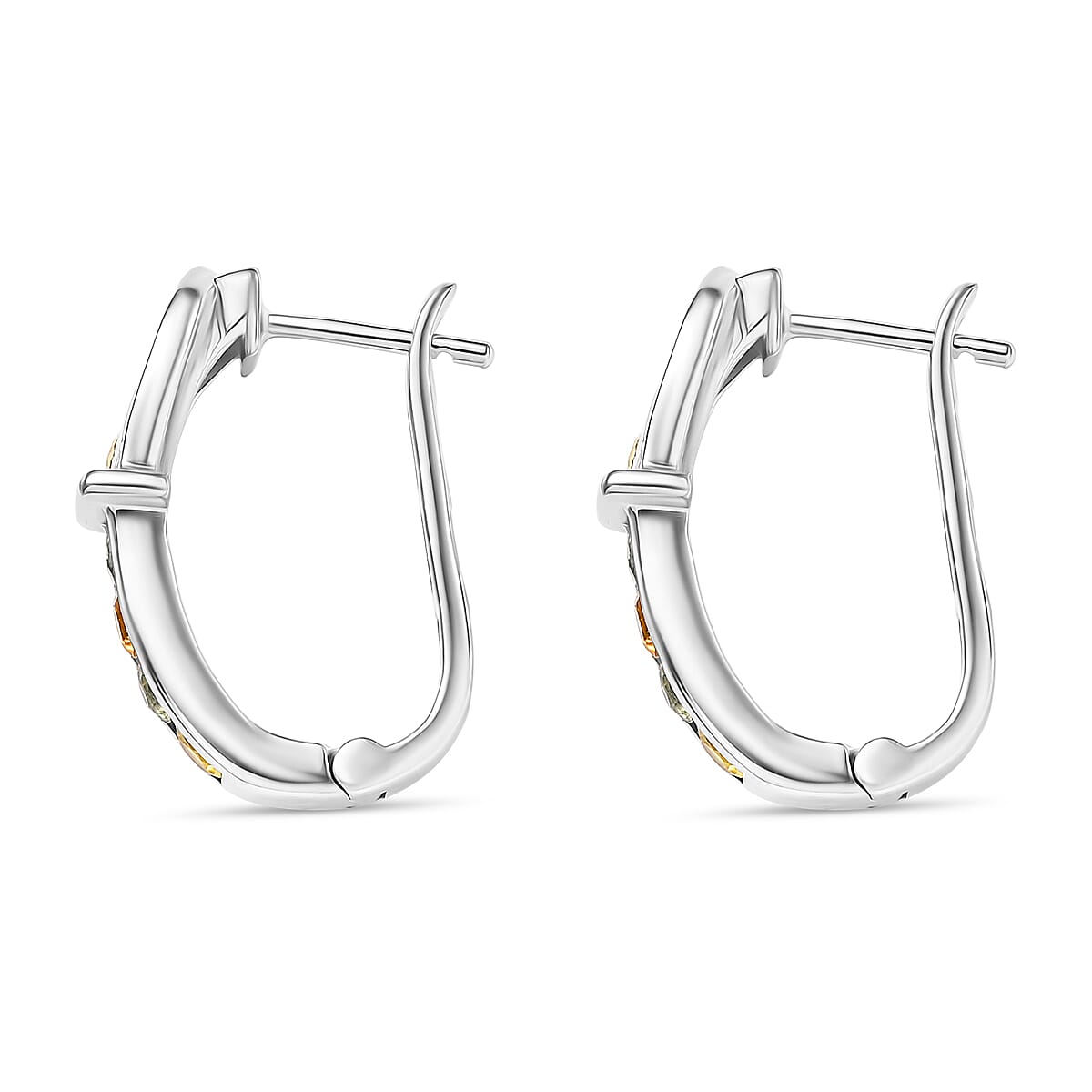 D'joy Multi Sapphire Earring with Hoop in Rhodium Overlay Sterling Silver 1.40 Ct, Silver Wt. 5.39 Gms. 8249981 3