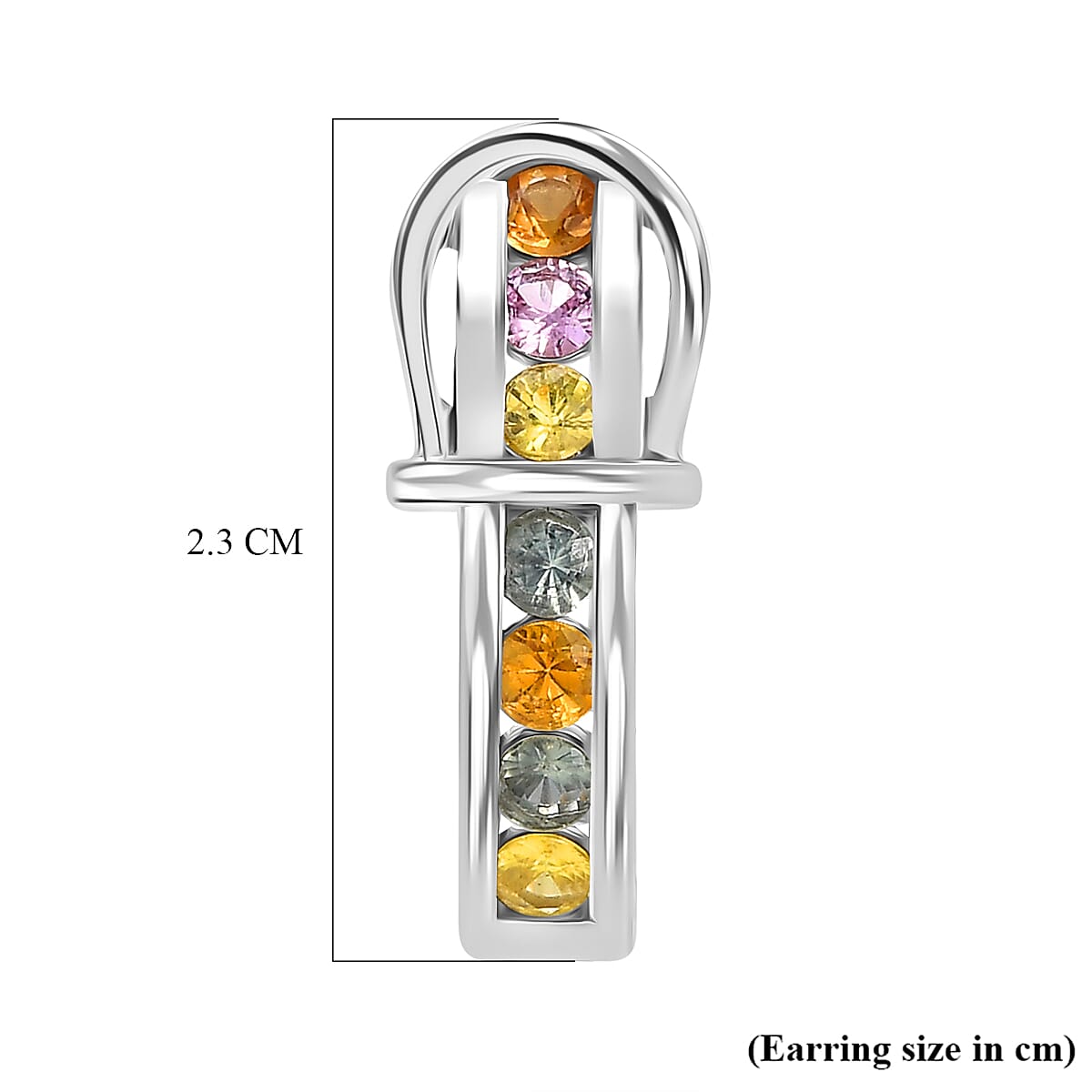 D'joy Multi Sapphire Earring with Hoop in Rhodium Overlay Sterling Silver 1.40 Ct, Silver Wt. 5.39 Gms. 8249981 4