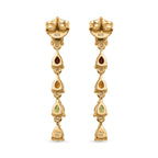D'Joy - Multi-Tourmaline Dangling Earring with Push Post in Yellow Gold Plated Sterling Silver 1.60 Ct.