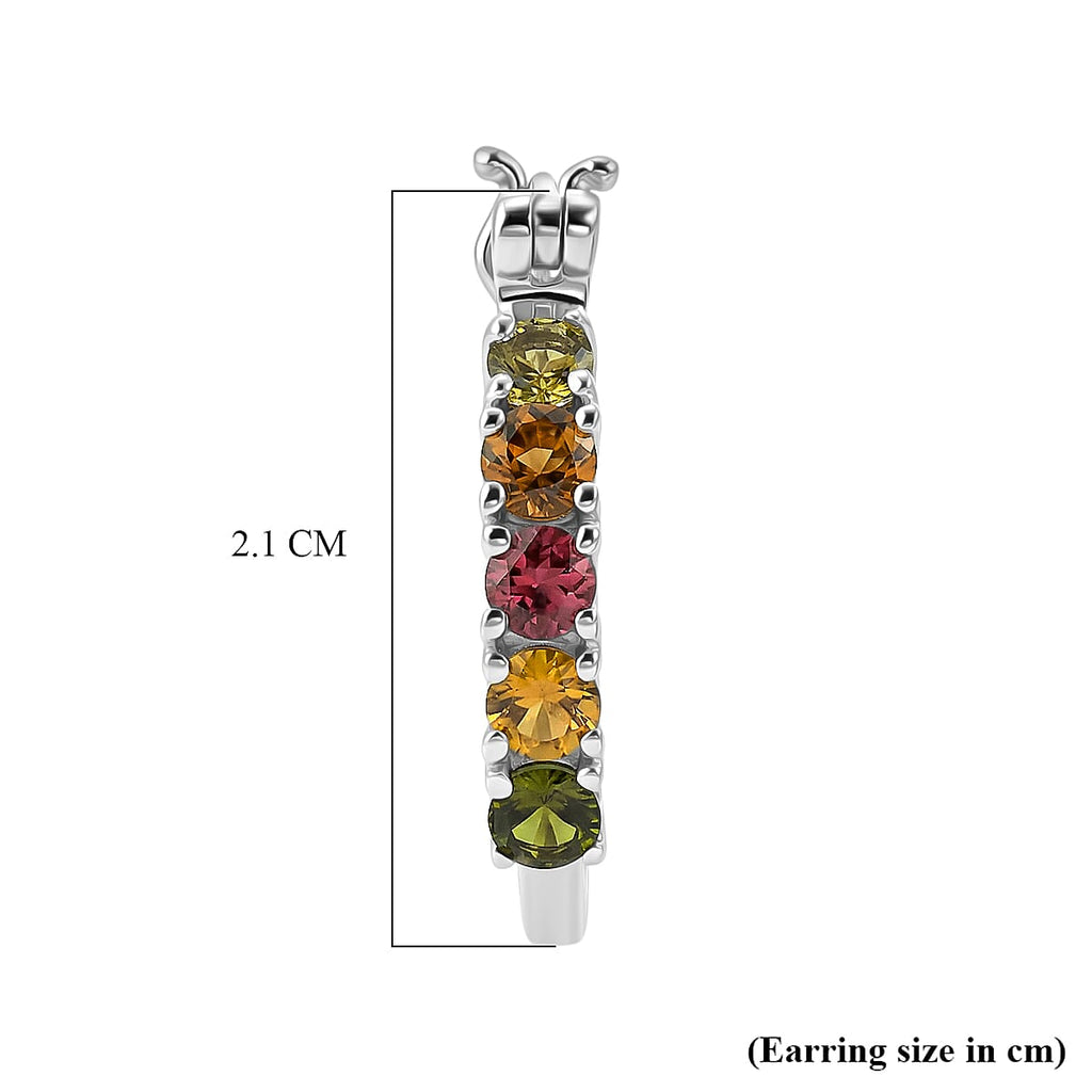 D'Joy - Multi-Tourmaline Earring with Clasp in Platinum Overlay Sterling Silver 1.15 Ct.