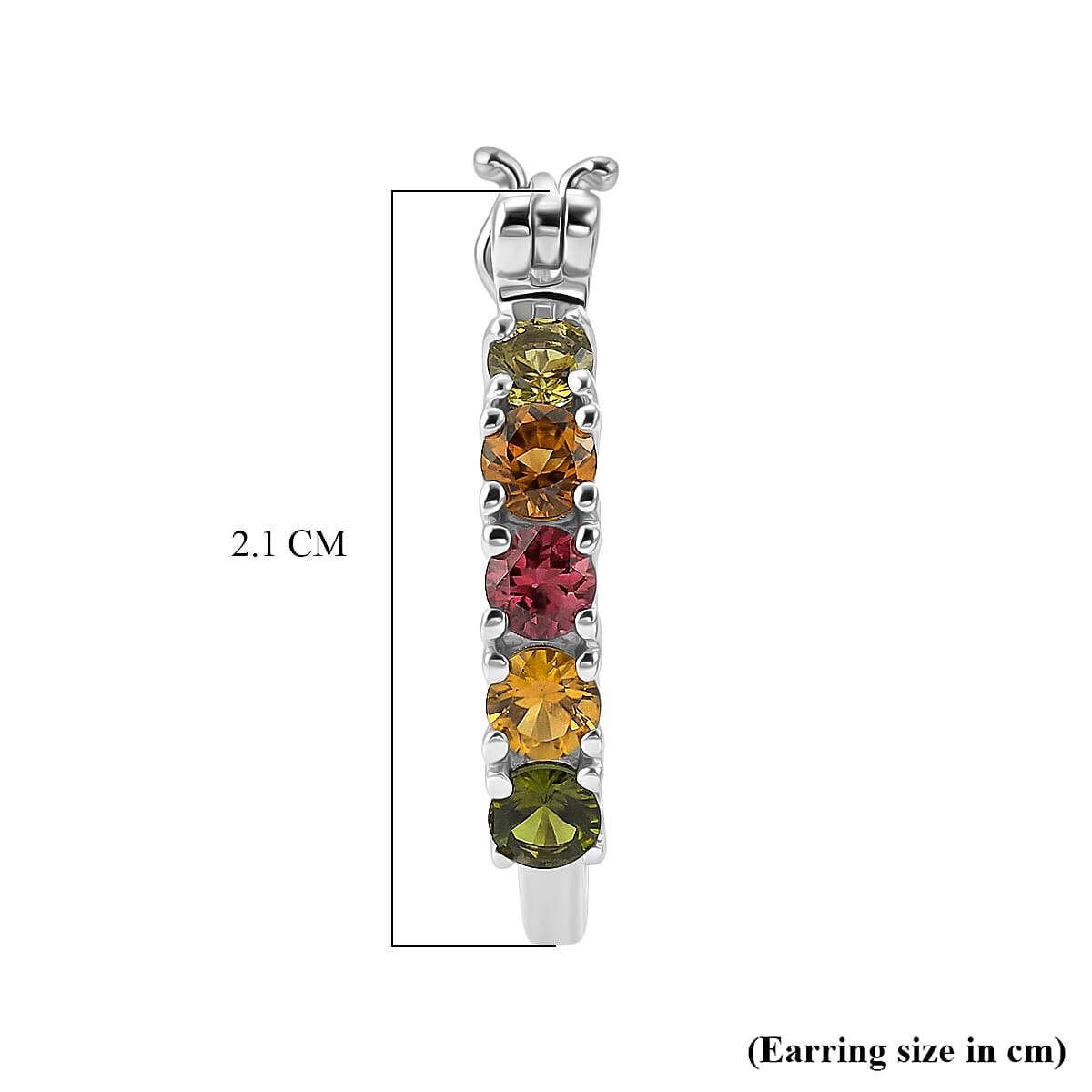 D'Joy - Multi-Tourmaline Earring with Clasp in Platinum Overlay Sterling Silver 1.15 Ct. 8531564 5