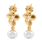 D'Joy - Multi-Tourmaline, Fresh Water Pearl & White Zircon Dangling Earring with Push Post in Yellow Gold Plated Sterling Silver 5.82 Ct.