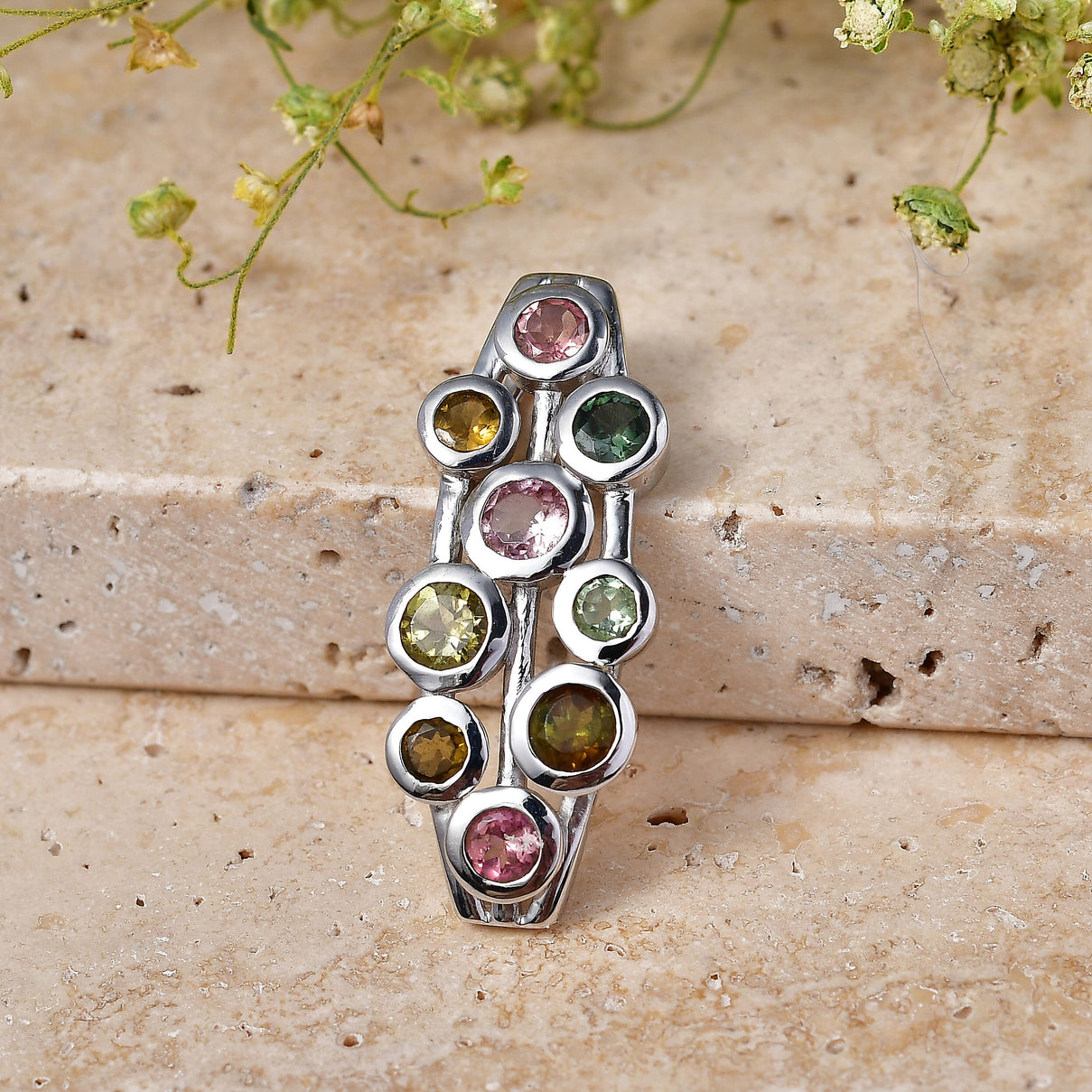 D'Joy - Multi-Tourmaline Pendant in Rhodium Overlay Sterling Silver  1.75 Ct. 8547652 3