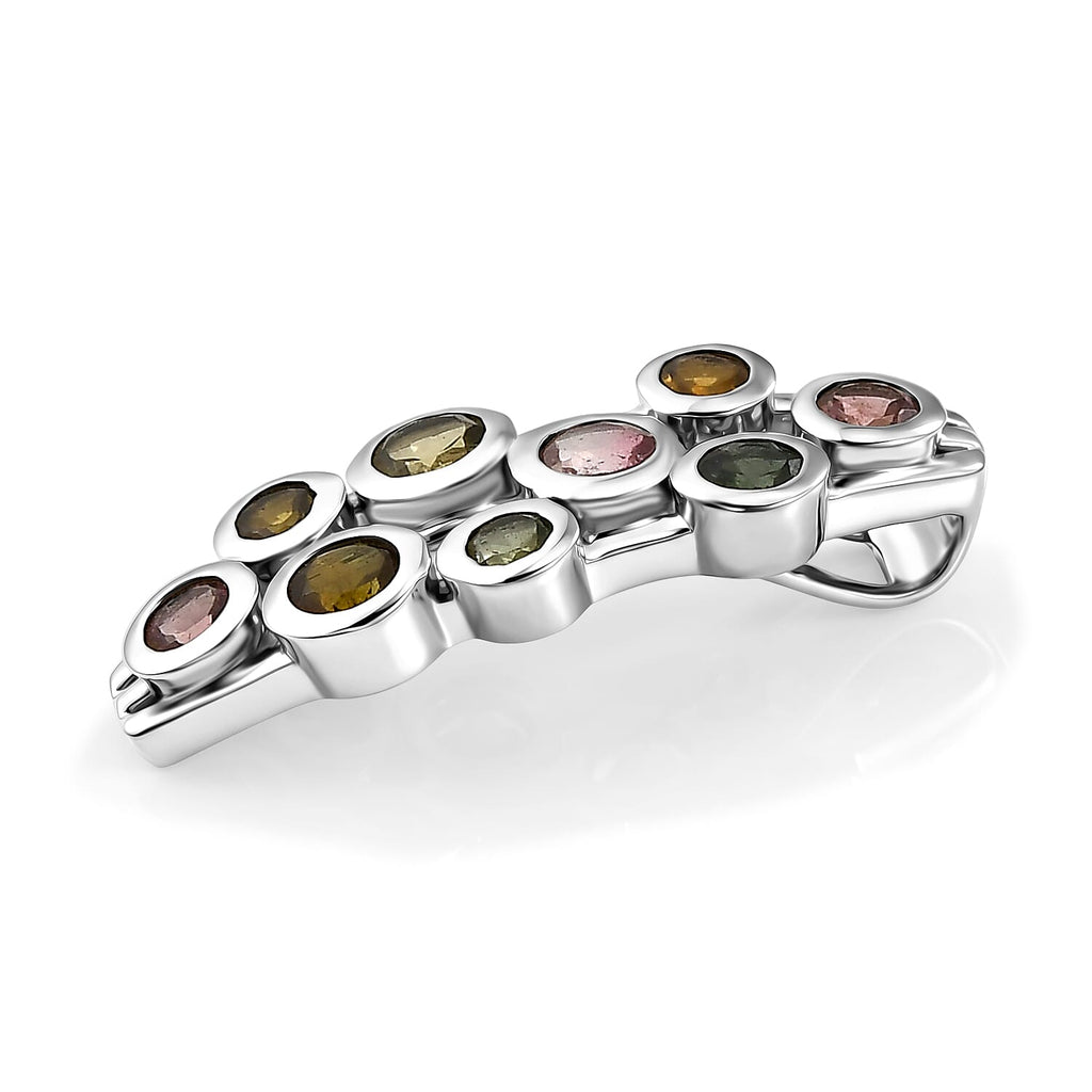 D'Joy - Multi-Tourmaline Pendant in Rhodium Overlay Sterling Silver  1.75 Ct.