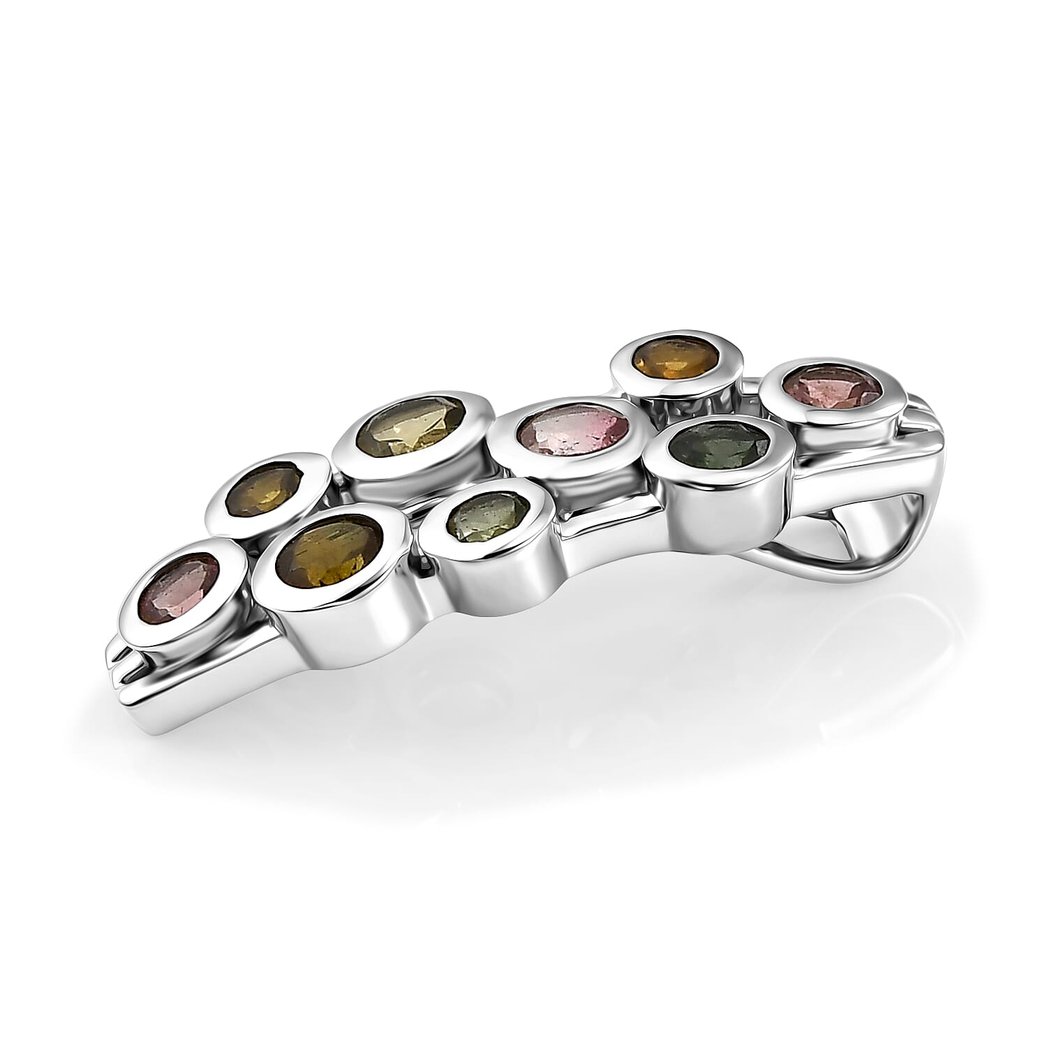 D'Joy - Multi-Tourmaline Pendant in Rhodium Overlay Sterling Silver  1.75 Ct. 8547652 4