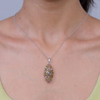 D'Joy - Multi-Tourmaline Cluster Pendant with Chain (Size 20) in Rhodium Overlay Sterling Silver 4.28 Ct.