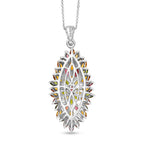 D'Joy - Multi-Tourmaline Cluster Pendant with Chain (Size 20) in Rhodium Overlay Sterling Silver 4.28 Ct.