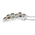 D'Joy - Multi-Tourmaline Cluster Pendant with Chain (Size 20) in Rhodium Overlay Sterling Silver 1.75 Ct.