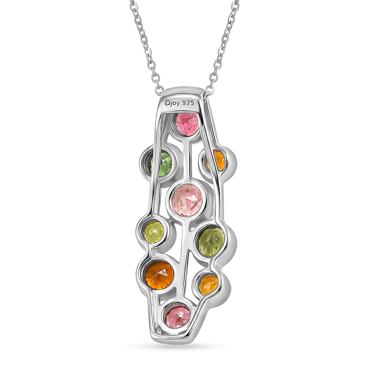 LIVE FROM BRAZIL SPECIAL - Multi-Tourmaline Bubble Pendant with Chain (Size 20) in Rhodium Overlay Sterling Silver 1.75 Ct. V32526011 5
