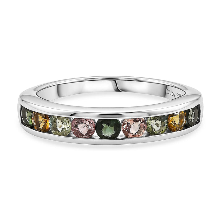D'Joy - Multi-Tourmaline Half Eternity Band Ring in Platinum Overlay Sterling Silver 1.00 Ct. 8531550 1