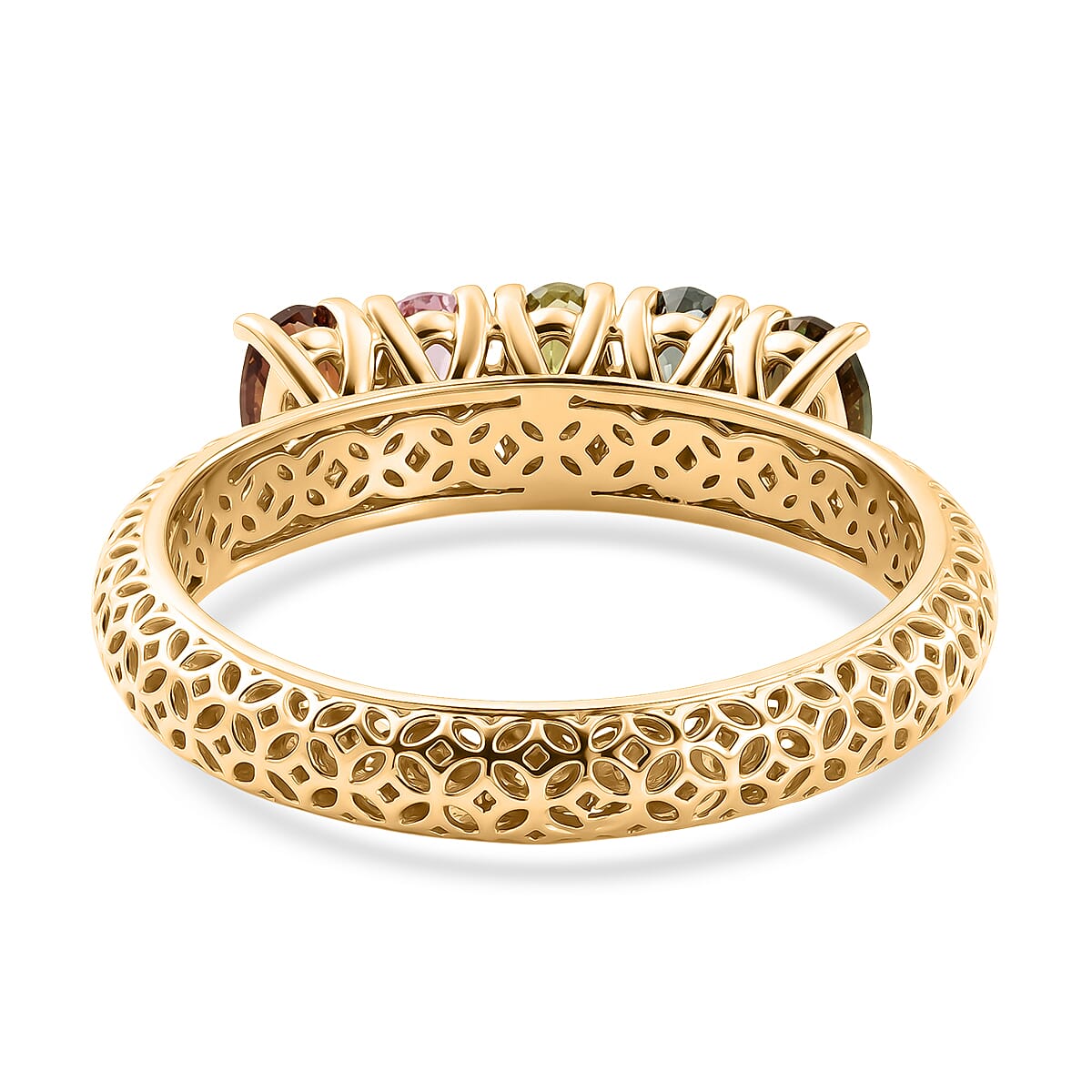 D'Joy - Multi-Tourmaline 5-Stone Ring in Yellow Gold Plated Sterling Silver 1.13 Ct. 8557627 5
