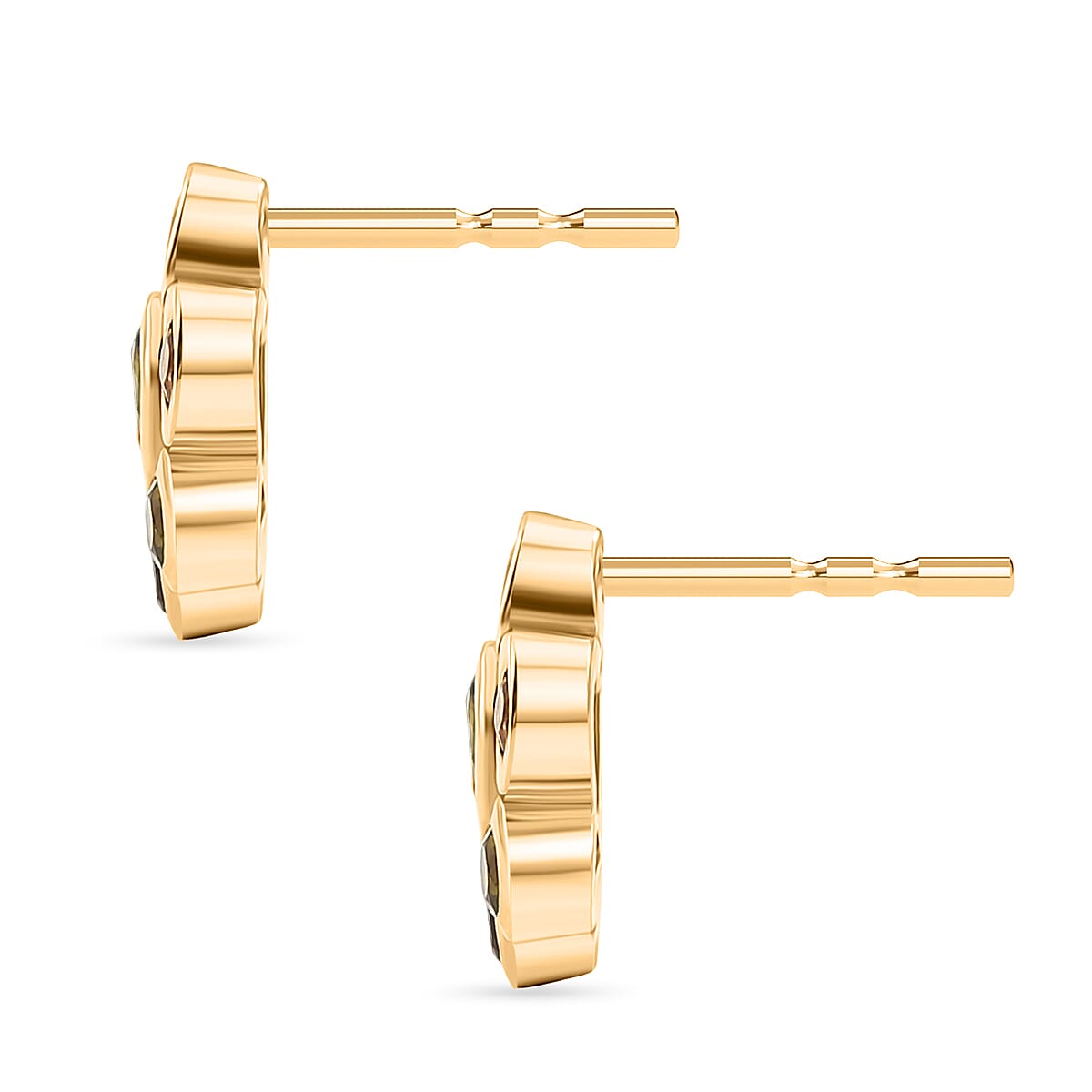 D'Joy - Multi-Tourmaline &amp; White Zircon Cluster Earring with Push Post in Yellow Gold Plated Sterling Silver 1.08 Ct. V32513215 4