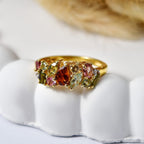 D'Joy Multi-Tourmaline & White Zircon Cluster Ring in Yellow Gold Plated Sterling Silver 1.40 Ct.