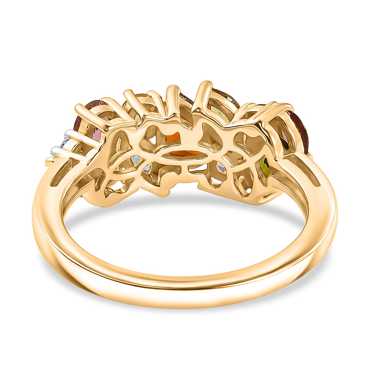D'Joy Multi-Tourmaline &amp; White Zircon Cluster Ring in Yellow Gold Plated Sterling Silver 1.40 Ct. 8538455 5